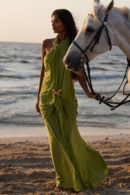 Vestido Longo Thalassa Verde Oliva
