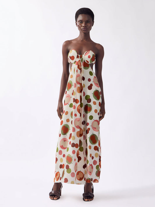 Vestido Longo Tomara que Caia com Fenda Lina Pois Estampado