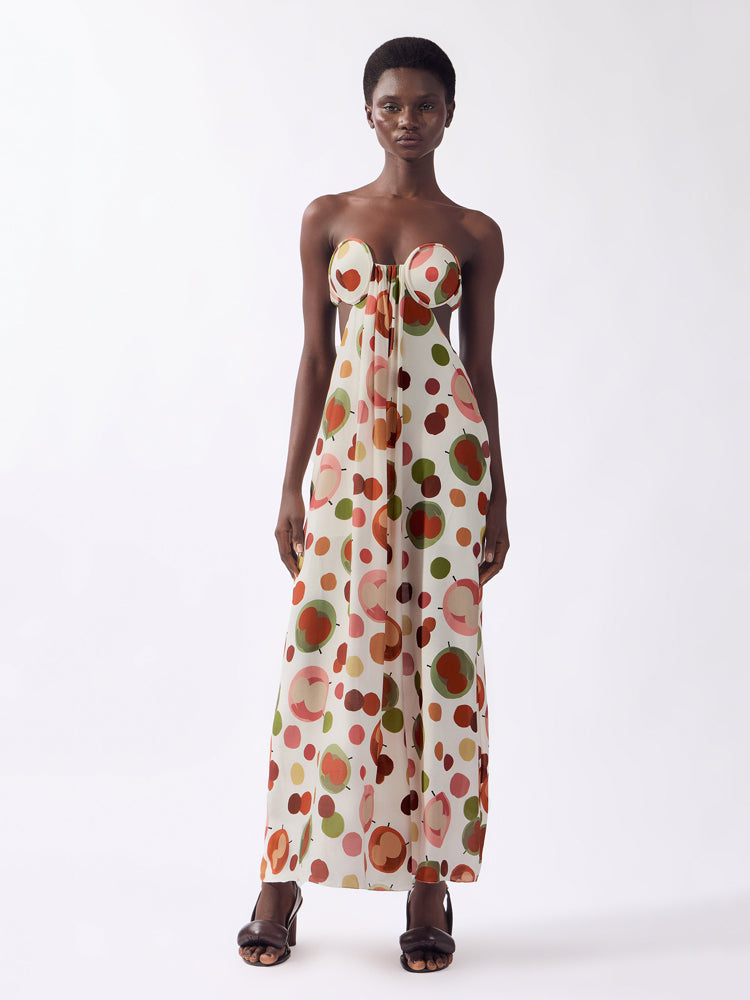 Vestido Longo Tomara que Caia com Fenda Lina Pois Estampado