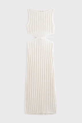 Saída de Praia Longa em Crochê com Recortes e Amarração