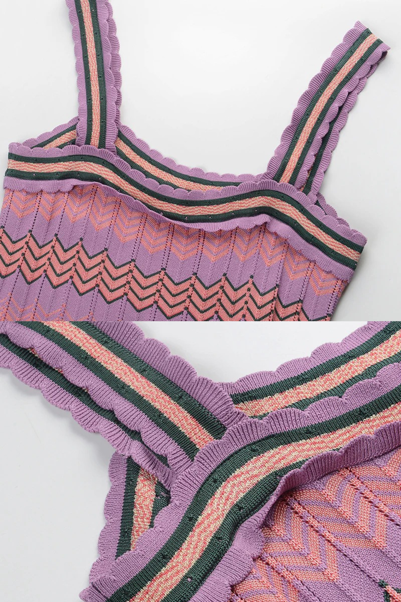 Vestido Longo Tricot Colorido Ice Sem Mangas com Estampa Chevron