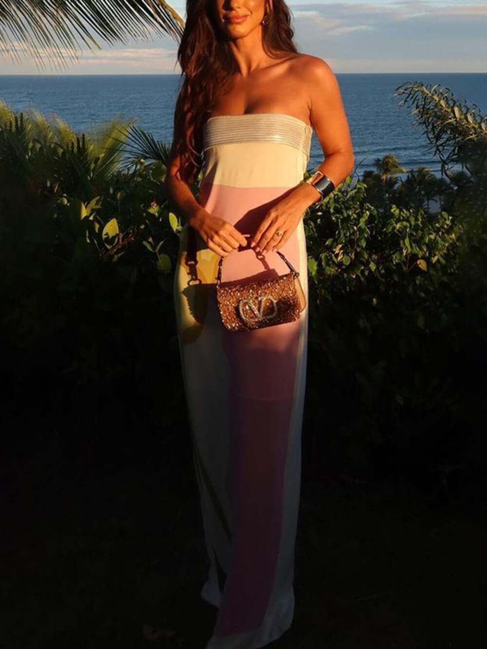 Vestido Longo Lua Estampado com Busto Transpassado