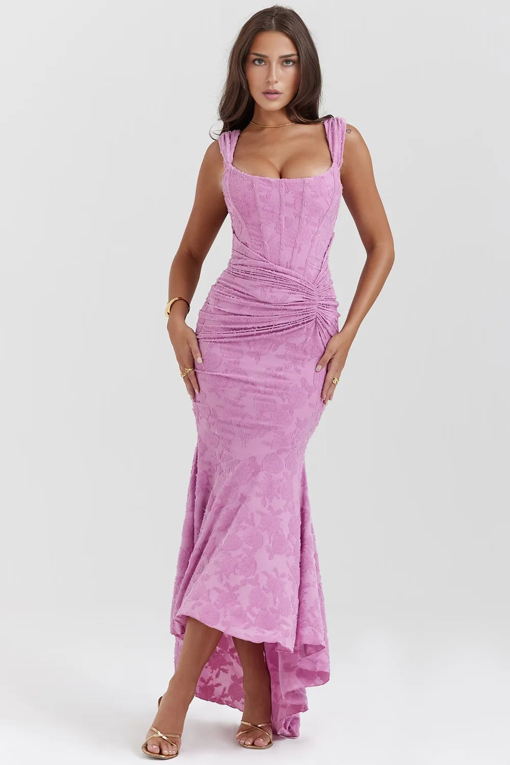 Vestido Longo Floral Decote Coração - Duda