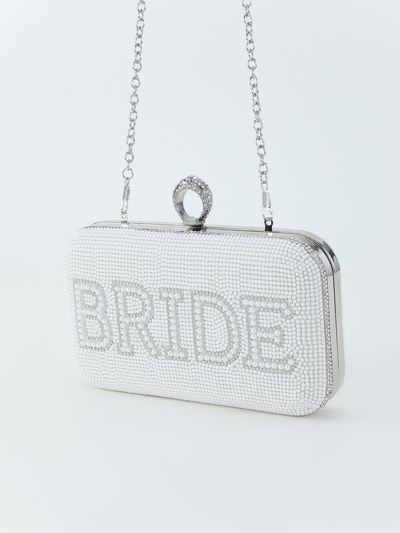 Clutch Noiva com Paetês – Branco e Prata