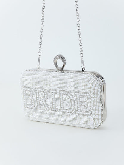Clutch Noiva com Paetês – Branco e Prata