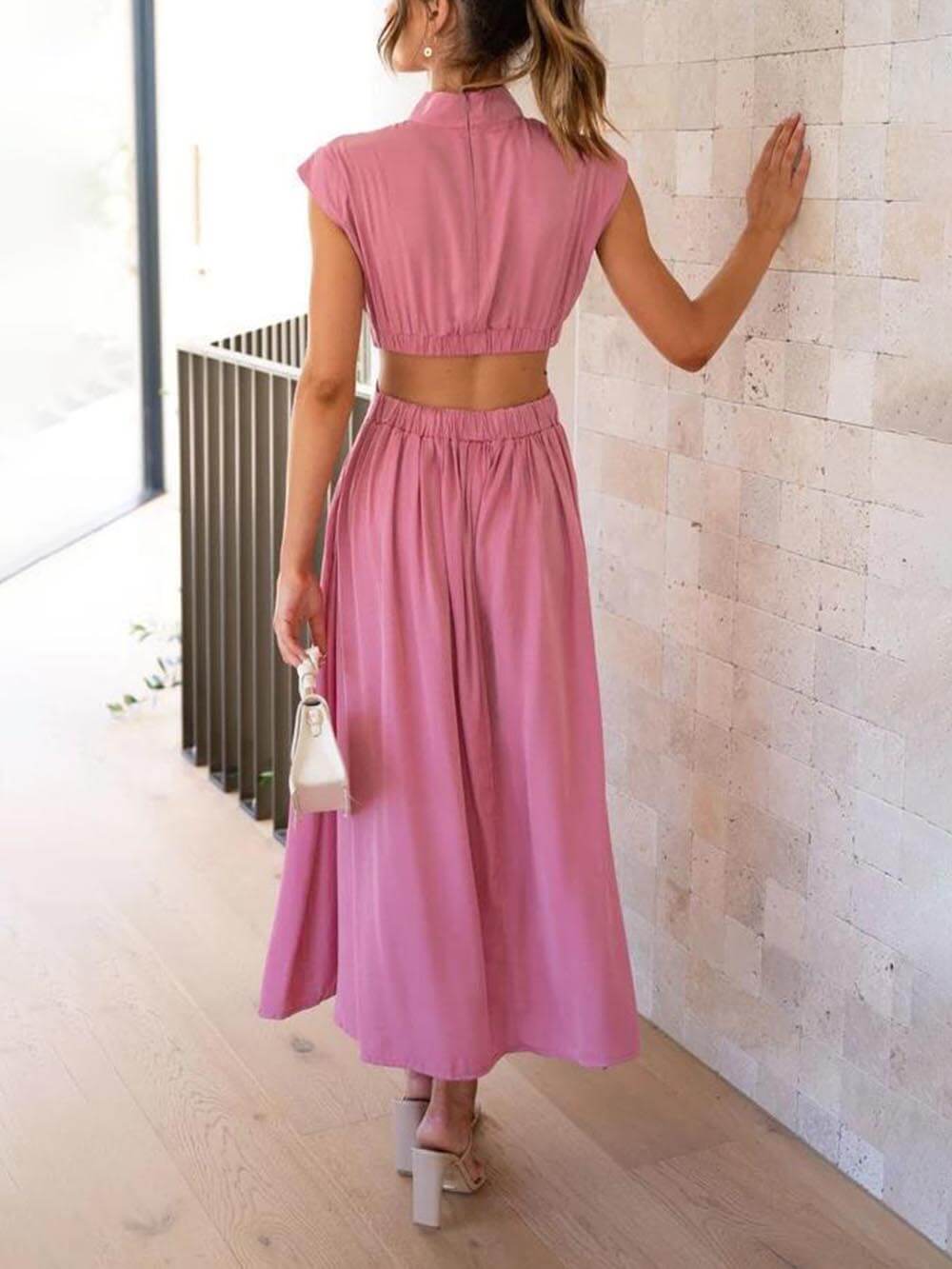 Vestido Midi Ayla com Recorte na Cintura e Bolsos