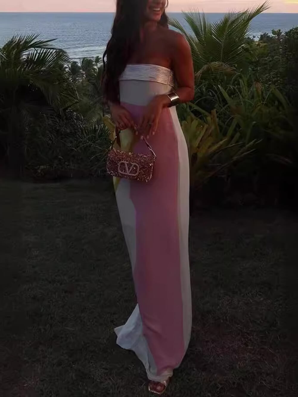 Vestido Longo Lua Estampado com Busto Transpassado