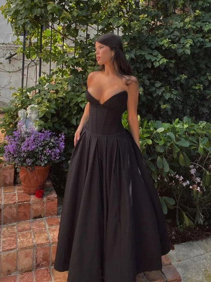 Vestido Elegante Midi Decote em V - Talita
