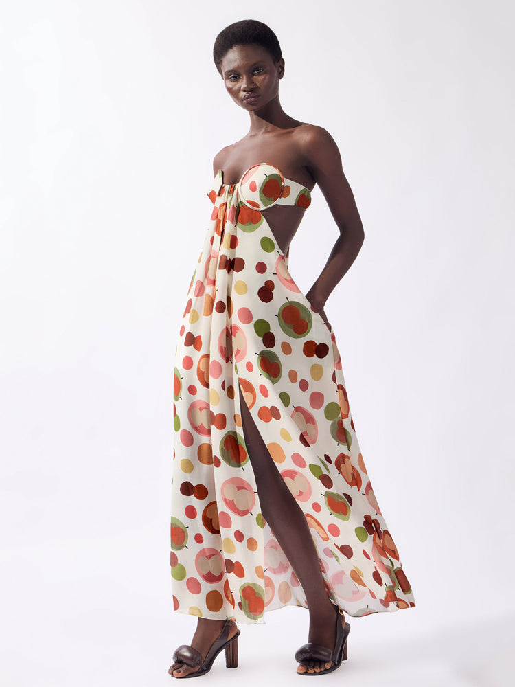 Vestido Longo Tomara que Caia com Fenda Lina Pois Estampado