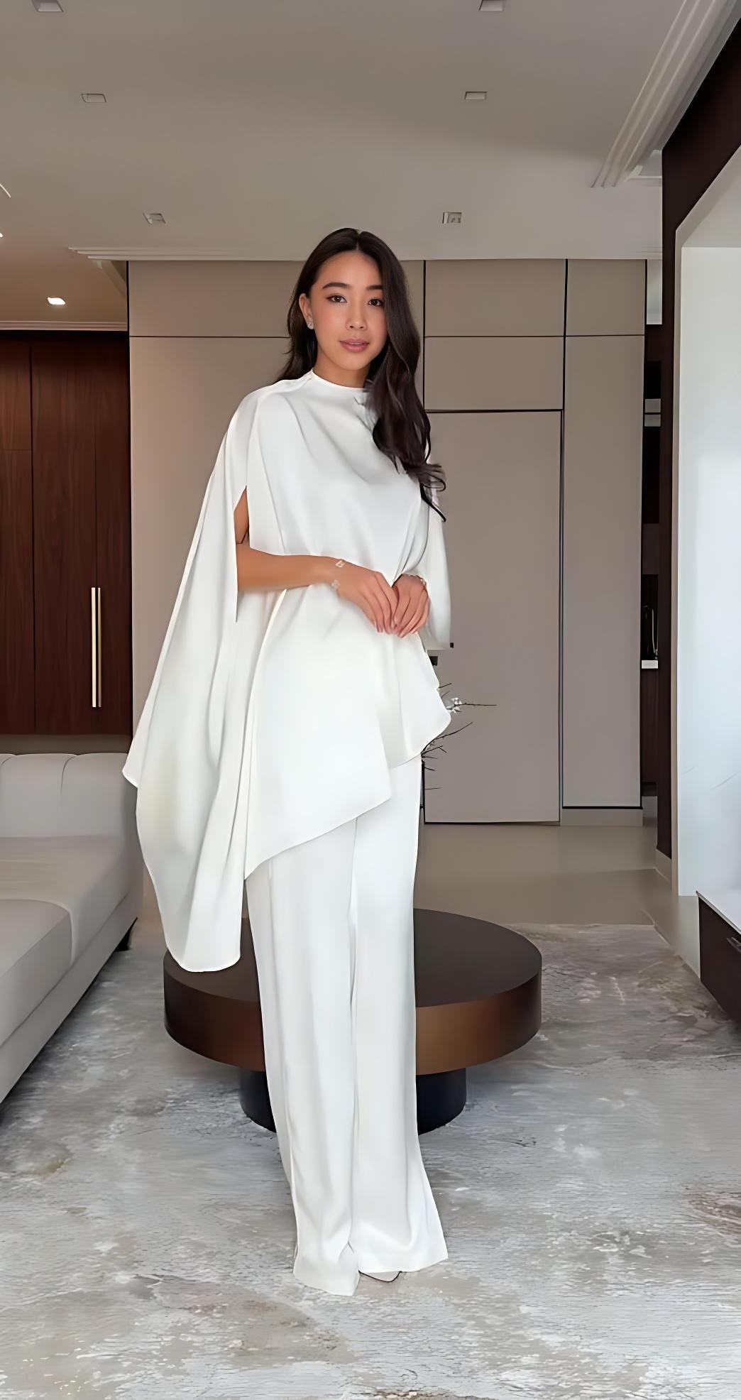 Conjunto Feminino Pima – Blusa Estilo Poncho e Calça Reta com Elástico