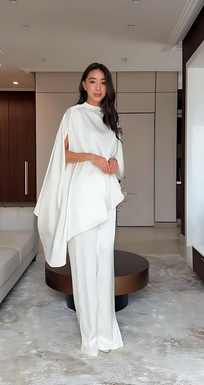 Conjunto Feminino Pima – Blusa Estilo Poncho e Calça Reta com Elástico