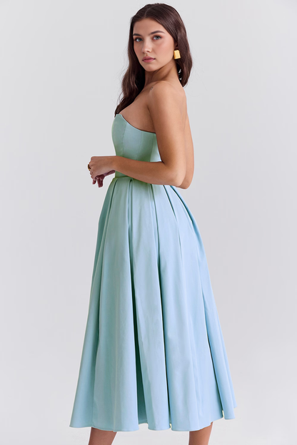 Vestido Longo Tomara que Caia Bustier Celeste