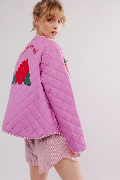 Jaqueta de Algodão Estampada com Gola Redonda - Bertanne
