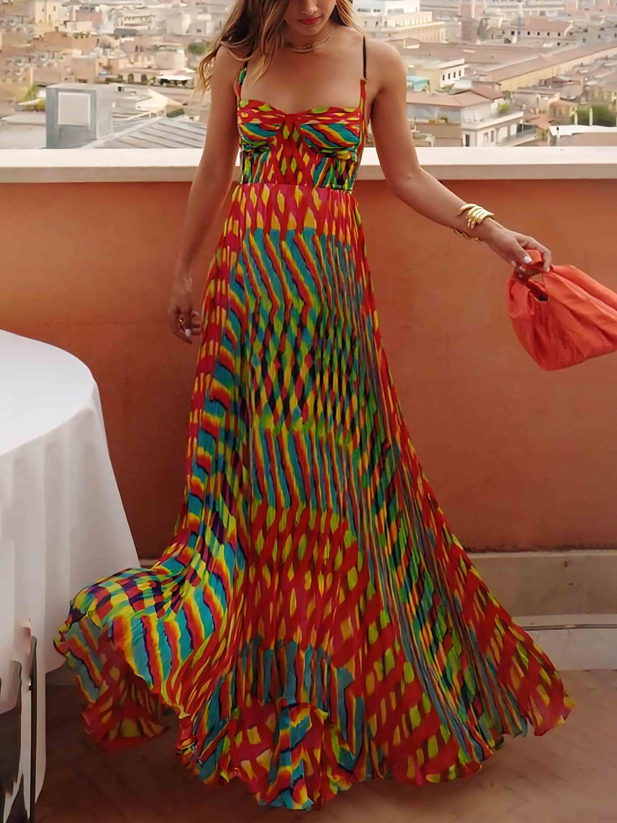 Vestido Longo Celina Estampado Artístico em A