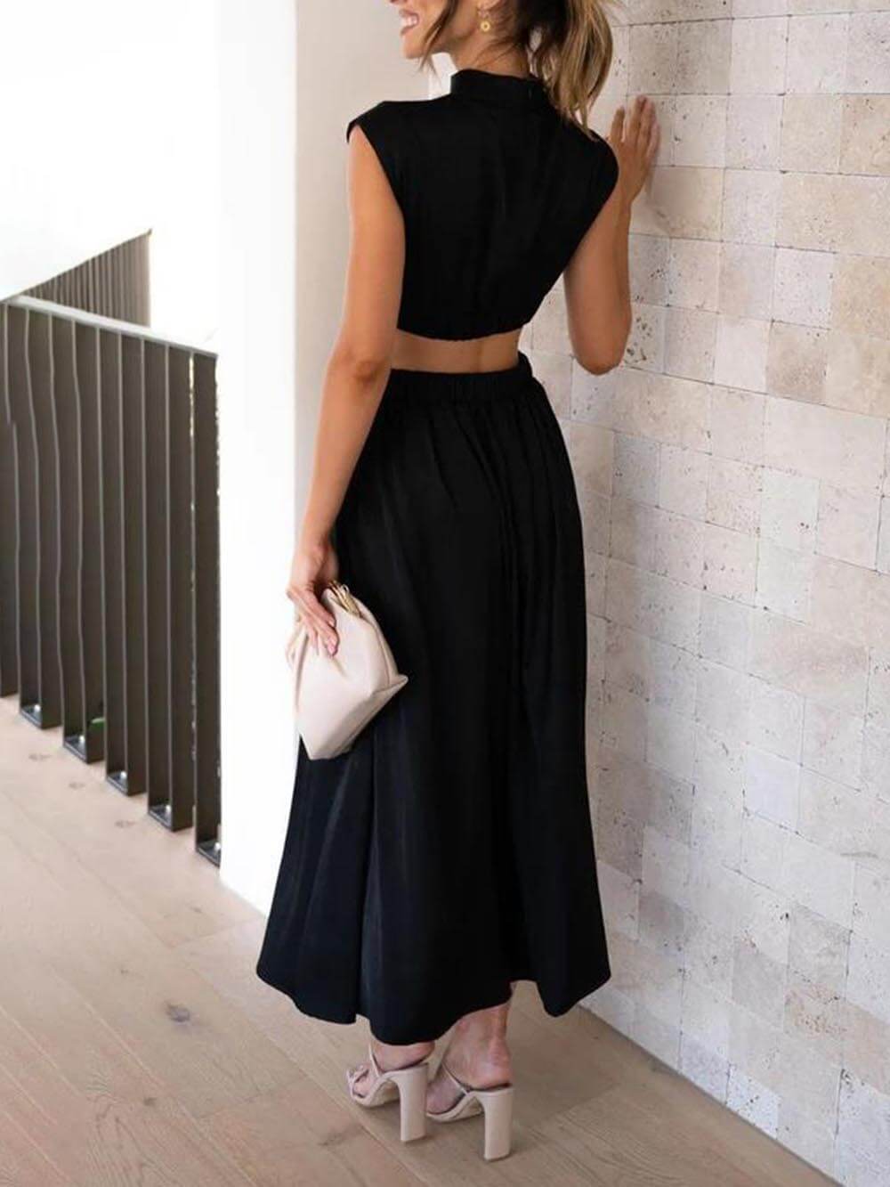 Vestido Midi Ayla com Recorte na Cintura e Bolsos