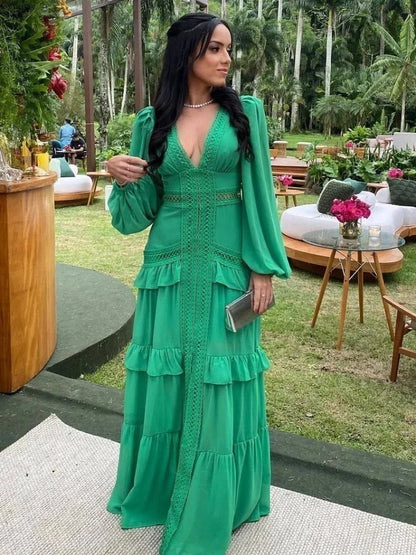 Vestido Feminino Longo Manga - Josy