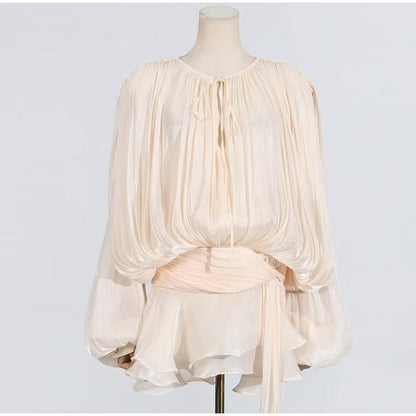 Vestido Feminino Acetinado Plissado -  Izuke