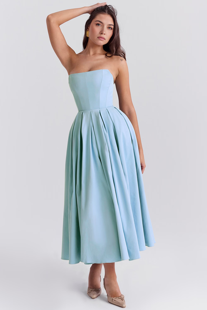 Vestido Longo Tomara que Caia Bustier Celeste