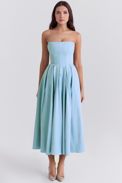 Vestido Longo Tomara que Caia Bustier Celeste