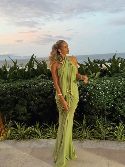 Vestido Longo Thalassa Verde Oliva
