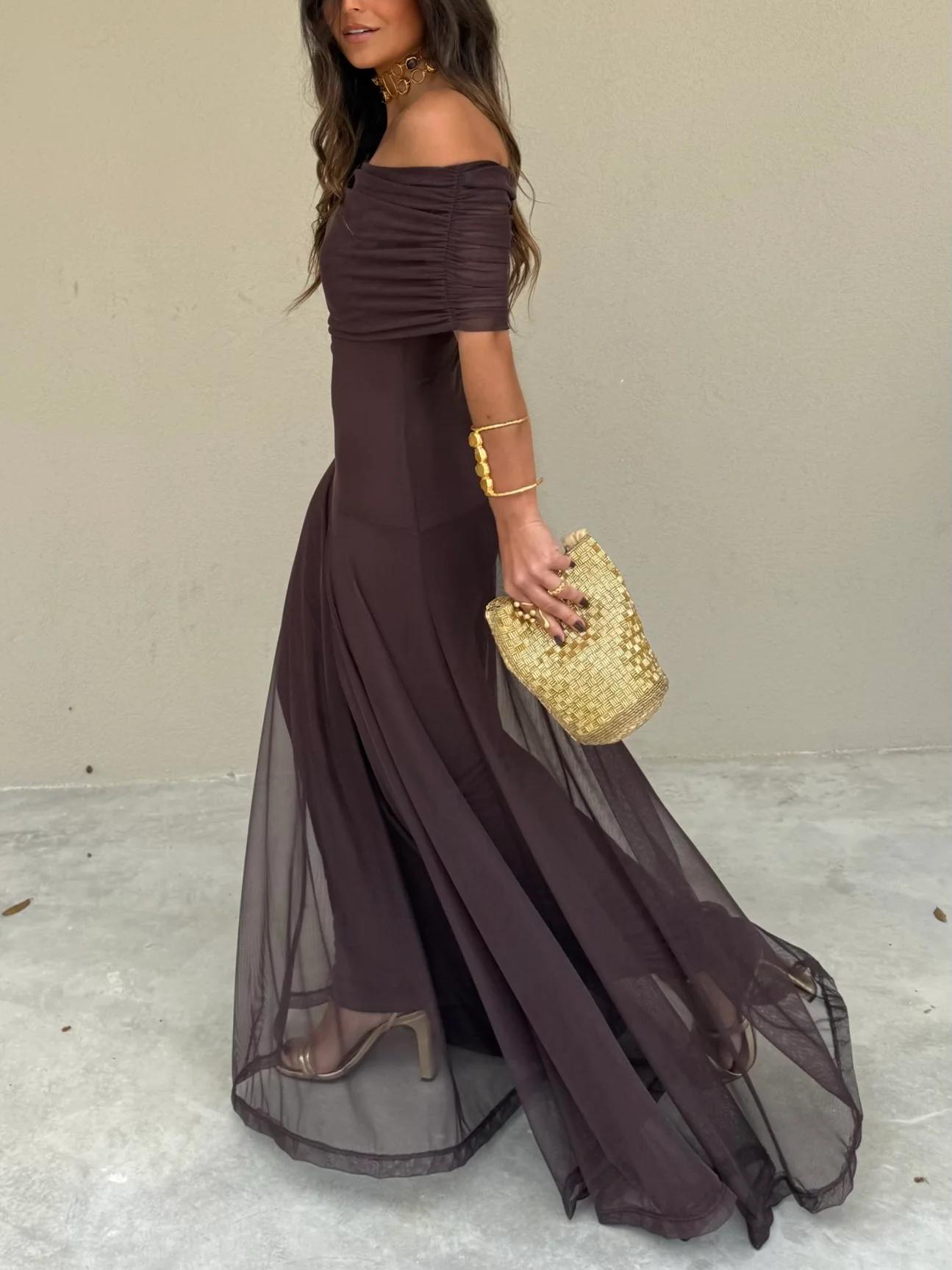 Vestido Longo Toledo de Um Ombro em Chiffon