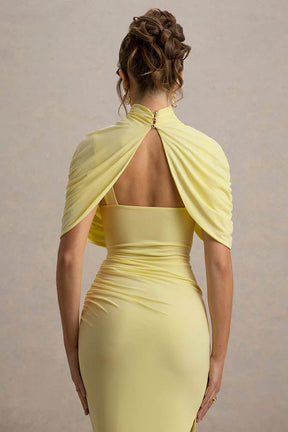 Vestido Midi Cinturado com Detalhe de Drapeado e Costas Nuas