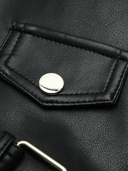 Jaqueta Biker Cropped de Couro Sintético - AiRin