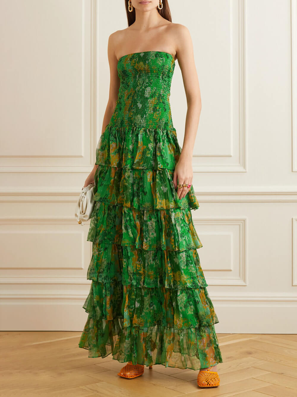 Vestido Longo Luma Floral Tomara que Caia em Camadas