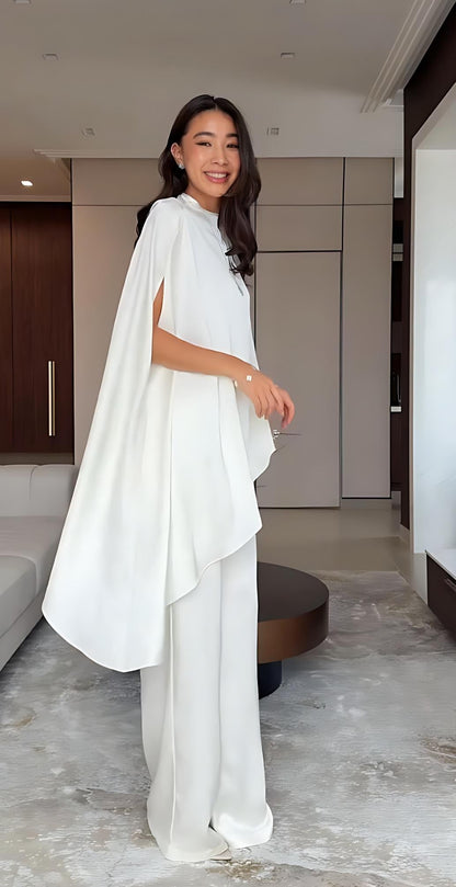 Conjunto Feminino Pima – Blusa Estilo Poncho e Calça Reta com Elástico