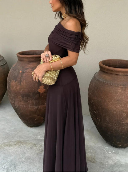 Vestido Longo Toledo de Um Ombro em Chiffon