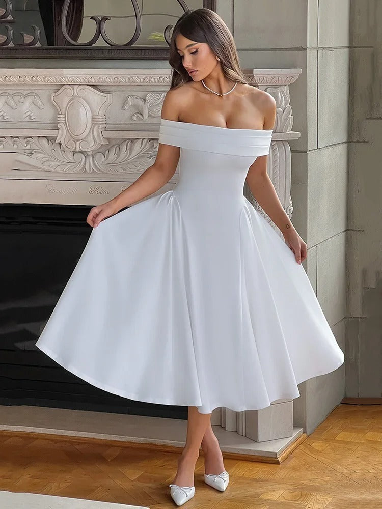 Vestido Elegante Ombro a Ombro - Amelie