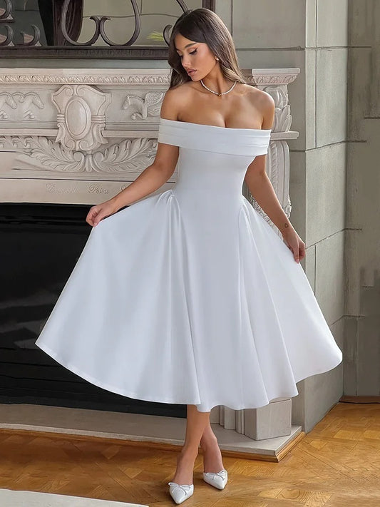 Vestido Elegante Ombro a Ombro - Amelie