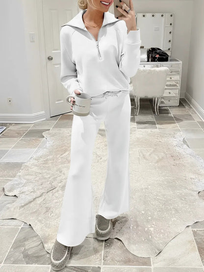 Conjunto Feminino com Suéter Gola Alta Ajustável e Calça Cintura Média com Ajuste de Cordão - Alessandra