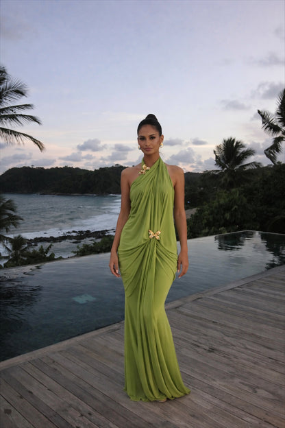 Vestido Longo Thalassa Verde Oliva