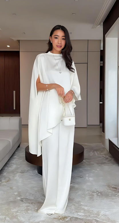 Conjunto Feminino Pima – Blusa Estilo Poncho e Calça Reta com Elástico