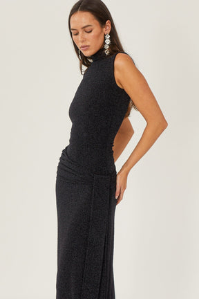 Vestido Longo de Malha Metalizada com Alça - Mariza