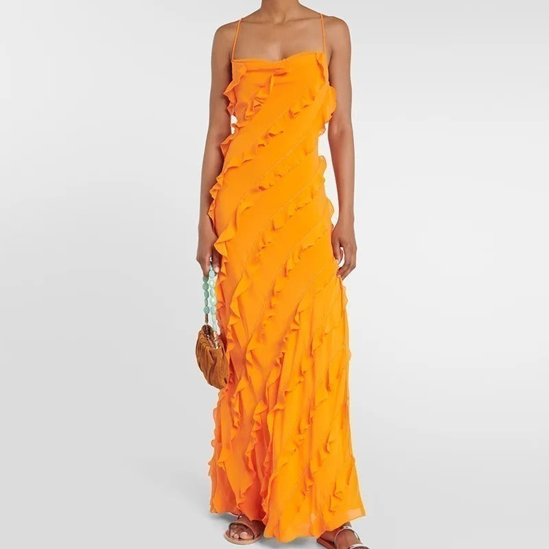 Vestido Feminino Elegante Laranja - Alice