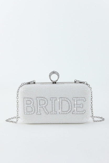 Clutch Noiva com Paetês – Branco e Prata