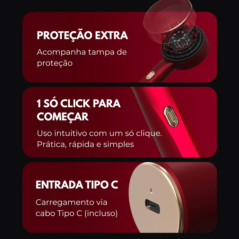 LumaHair - Escova 3 em 1 para fortalecimento dos fios