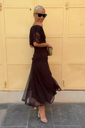 Vestido Maxi Chocolate Tulle