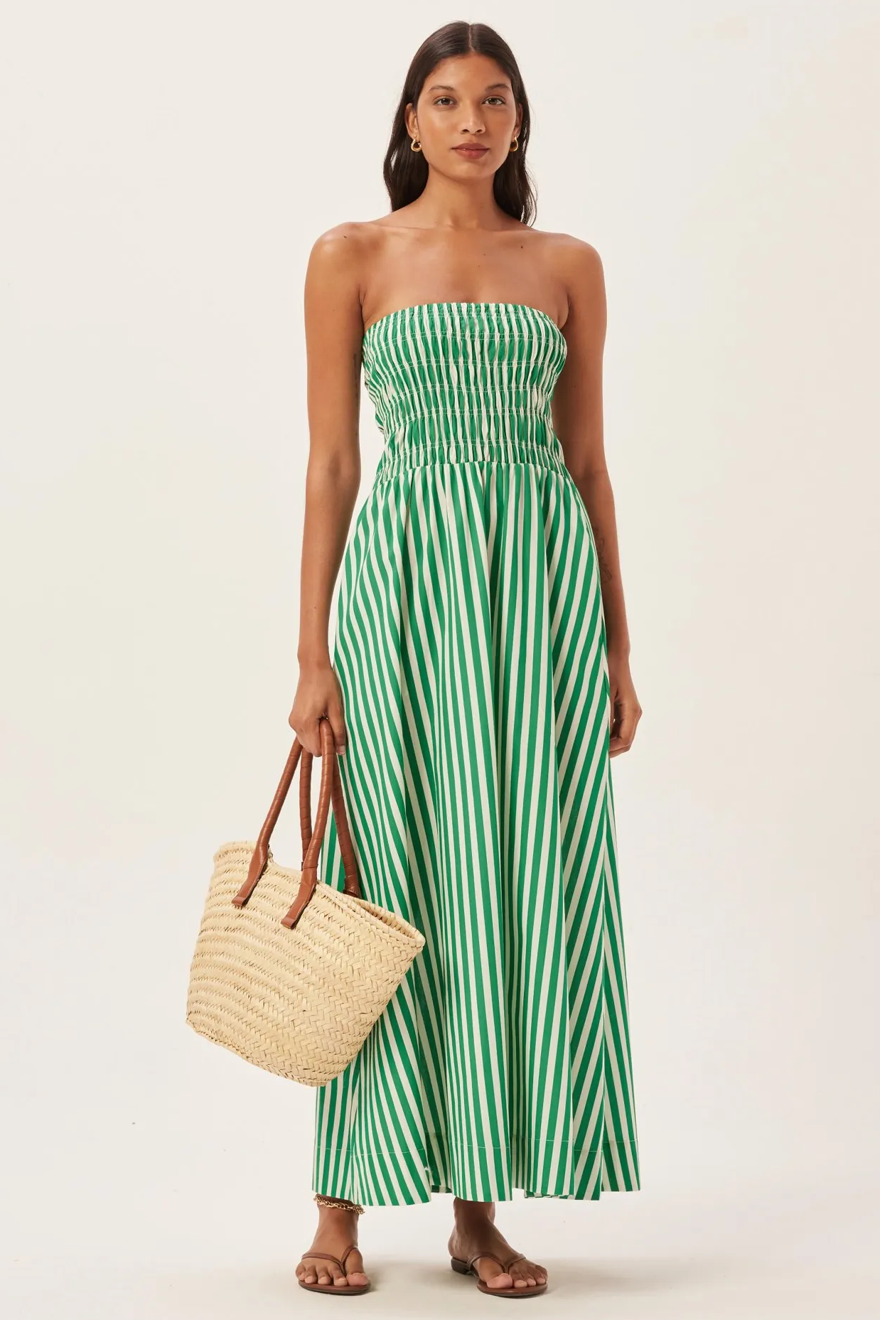 Vestido Longo Tube Maud com Franzidos