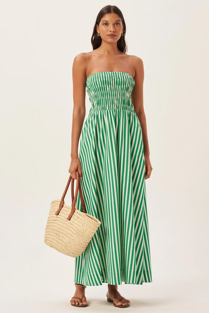 Vestido Longo Tube Maud com Franzidos