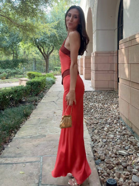 Vestido Longo Halter Bicolor