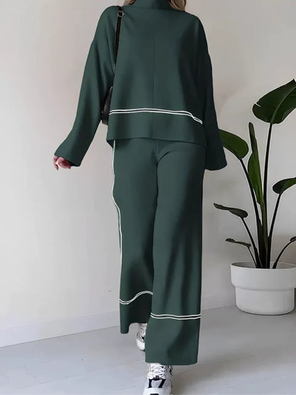 Conjunto Tricô Livia – Suéter Mullet e Calça Cintura Alta