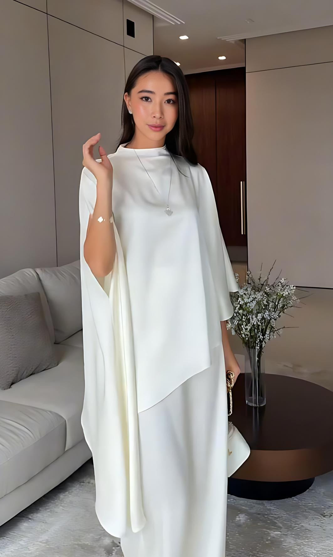 Conjunto Feminino Pima – Blusa Estilo Poncho e Calça Reta com Elástico