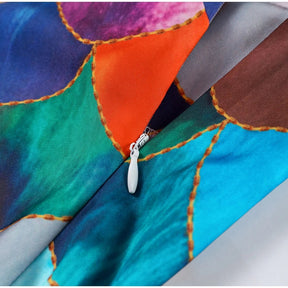 Vestido Longo Com Amarração No Pescoço Multicolorido