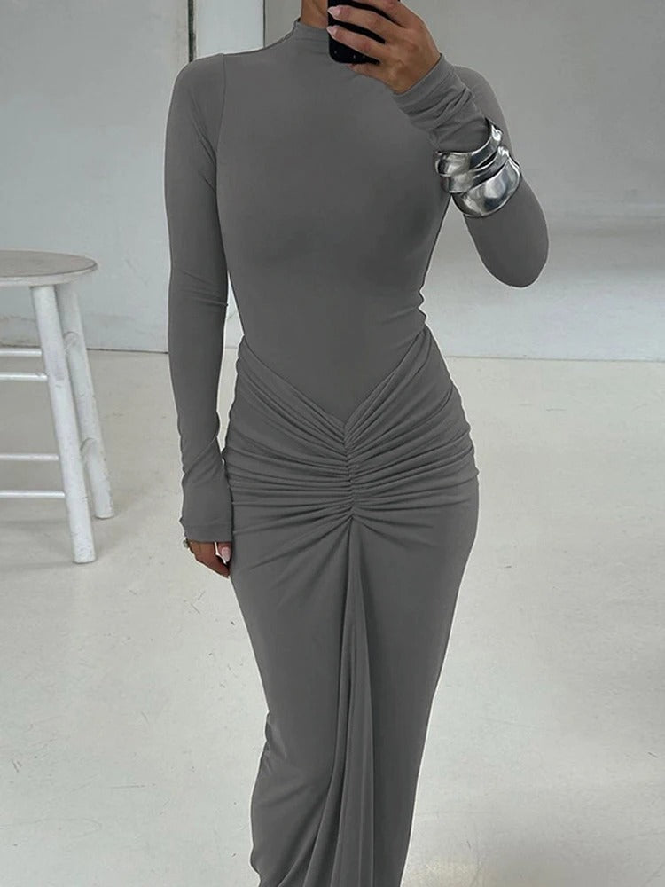 Vestido Longo Elegante Gola - Jaqueline