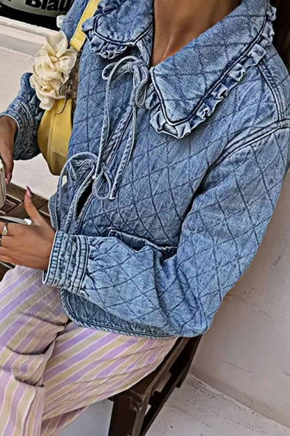 Jaqueta Mounna Estilo Europeu com Matelassê em Diamante