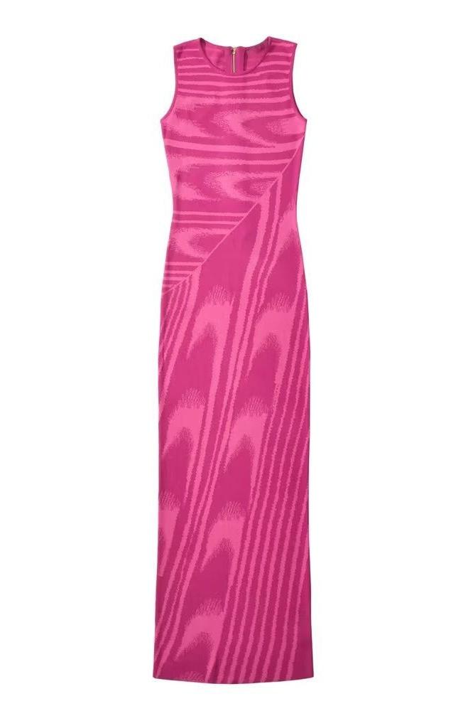 Vestido Kailani Maxi – Tricô com Estampa Jacquard Abstrata