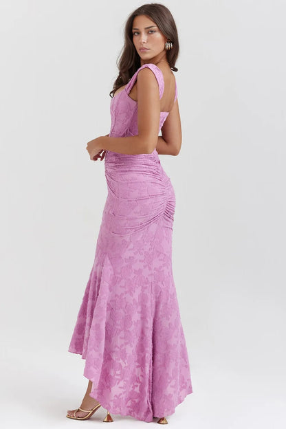 Vestido Longo Floral Decote Coração - Duda